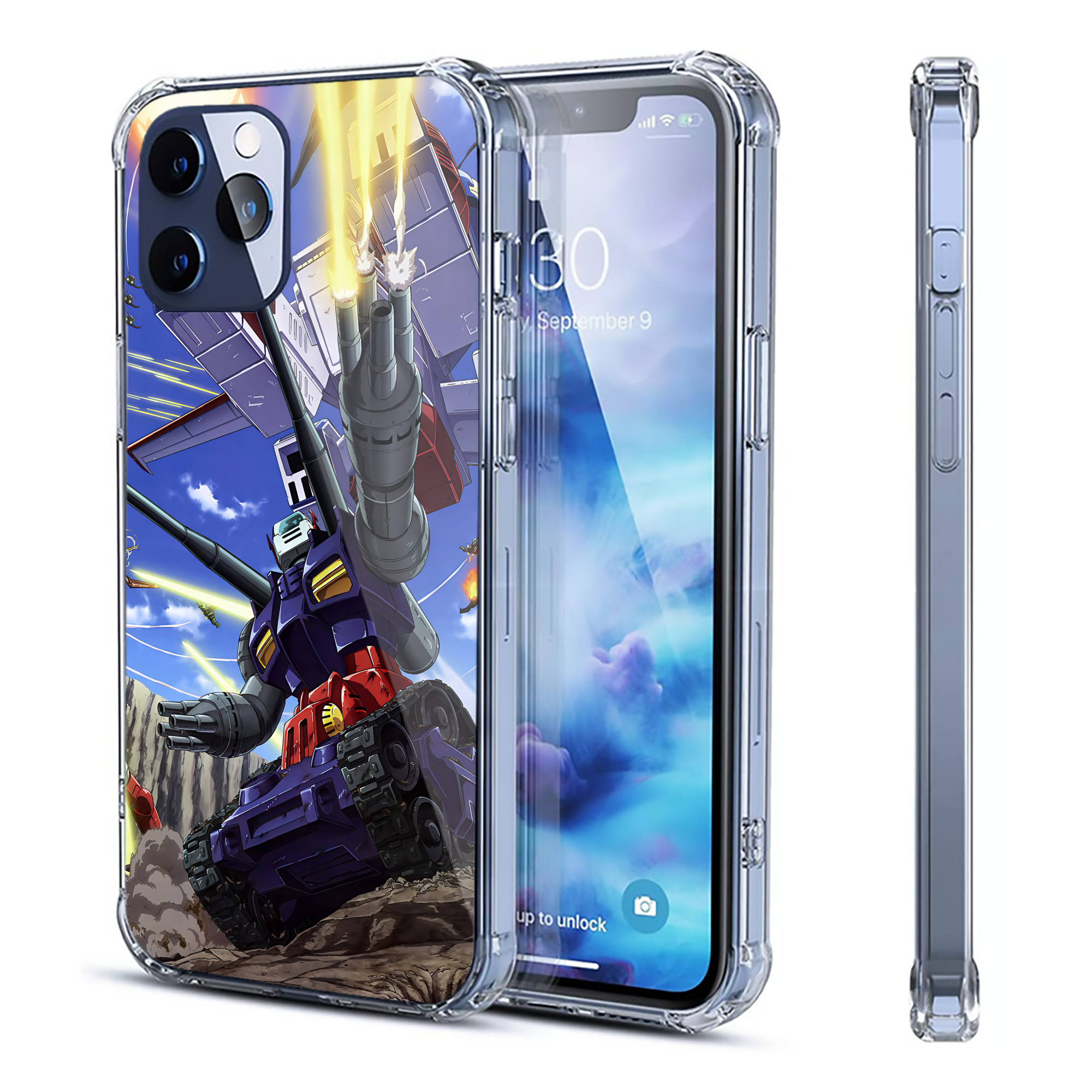 （画像用） 機動戦士ガンダム Mobile Suit Gundam 【iPhone 12シリーズ対応】透明スマホケース（クリアソフトケース）